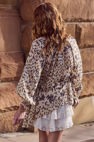 Snow Leopard Asymmetric Blouse