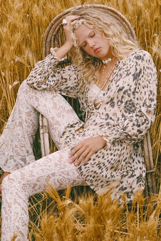 Snow Leopard Asymmetric Blouse